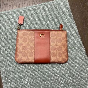 Coach Tan and Brown Signature wristlet